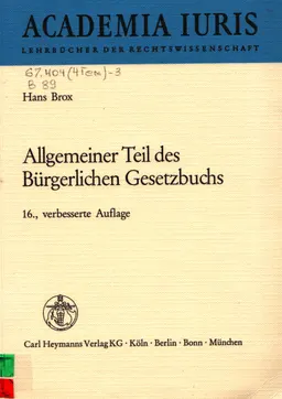 Allgemeiner Teil des Burgerlichen Gesetzbuchs