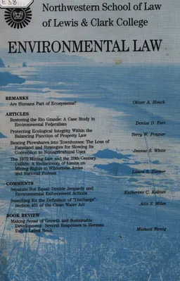Environmental Law. Northwestern School of Law of Lewis & Clark College. vol. 28 №. 1