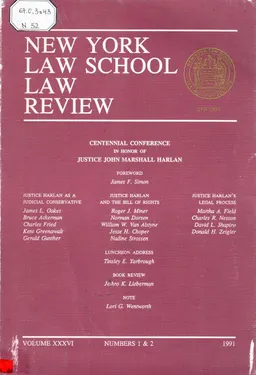 New York Law School: Law Review. V. XXXVI. Number 1&2 : сборник