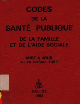 Codes de la Sante publique de la famille et de l'aide sociale