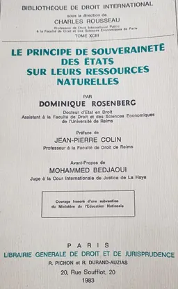 Le principe de souverainete des etats sur leurs ressources naturelles