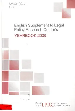 English Supplement to Legal Policy Research Centres Yearbook 2009