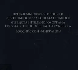 Проблемы эффективности деятельности законодательного (представительного) органа государственной власти субъекта Российской Федерации : Монография